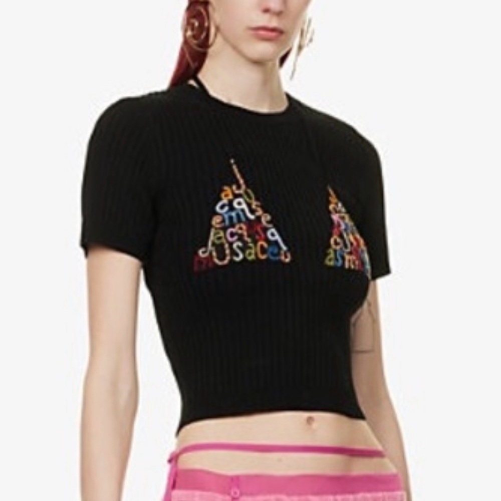 jacquemus la maille bikini ribbed knit top size us 8, fr40
